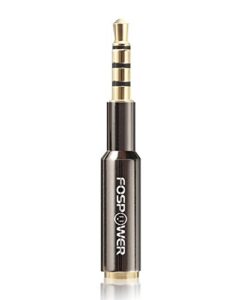 fospower (1 pack 3.5mm male to female auxiliary stereo audio headphone jack aux adapter [4-conductor trrs | 24k gold plated plug] for iphone, smartphones, tablets, speakers, microphone & card readers