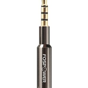 FosPower (1 Pack 3.5mm Male to Female Auxiliary Stereo Audio Headphone Jack AUX Adapter [4-Conductor TRRS | 24K Gold Plated Plug] for iPhone, Smartphones, Tablets, Speakers, Microphone & Card Readers