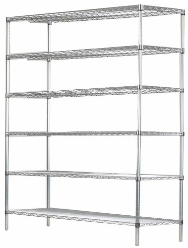 Omega 12" Deep x 48" Wide x 74" High 6 Tier Chrome Starter Shelving Unit