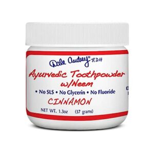 dale audrey ayurvedic remineralizing tooth powder for sensitive teeth | cinnamon powder for teeth whitening | organic tooth powder for gum and bad breath (1.3 oz)