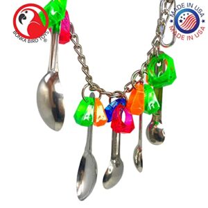 Bonka Bird Toys 1969 Spoon Delight Bird Toy African Grey Parrot, Amazon, Conure, Quaker, Caique, Eclectus, Small Cockatoos, Mini Macaws, and Similar Birds.