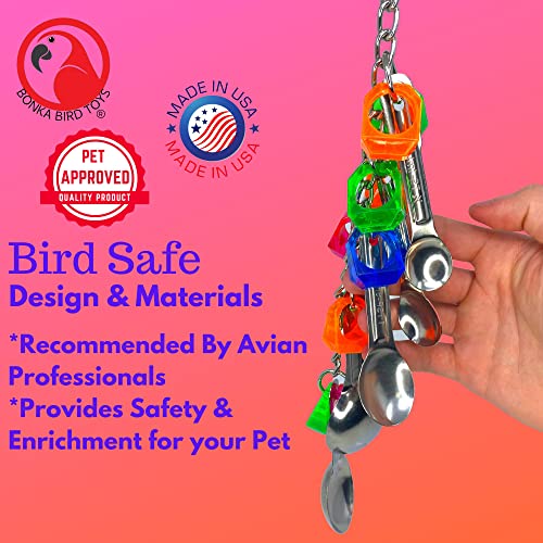 Bonka Bird Toys 1969 Spoon Delight Bird Toy African Grey Parrot, Amazon, Conure, Quaker, Caique, Eclectus, Small Cockatoos, Mini Macaws, and Similar Birds.