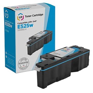 ld products compatible toner cartridge replacement for 593-bbju h5wfx dell e525w cyan toner to use with multi-function e525w e525 525w printer (cyan)