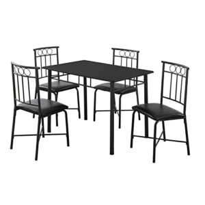 monarch specialties 1018 table, 5pcs, small, 40" rectangular, kitchen, metal, laminate, black, contemporary, modern dining set, 40" x 28" x 30"