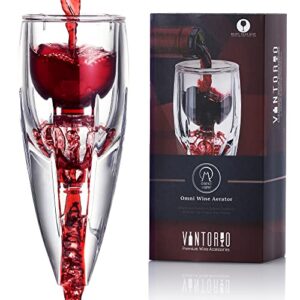 vintorio wine aerator omni set - premium decanter for red wine lovers with gift box, velvet bag, and mini stand - durable, crystal clear acrylic
