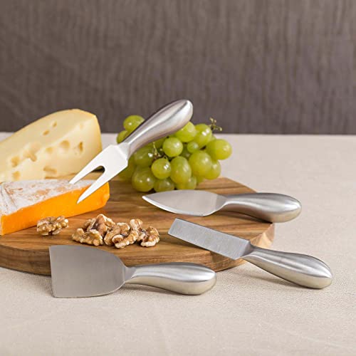 Tosnail 4 Pieces Stainless Steel Cheese Knife Set Cheese Slicer Cheese Cutter Flat Cheese Knife, Narrow Plane Knife, Spade Cheese Knife, Cheese Fork