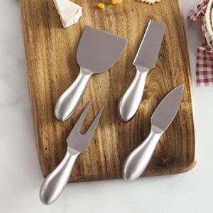 Tosnail 4 Pieces Stainless Steel Cheese Knife Set Cheese Slicer Cheese Cutter Flat Cheese Knife, Narrow Plane Knife, Spade Cheese Knife, Cheese Fork