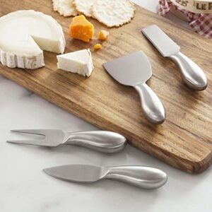 Tosnail 4 Pieces Stainless Steel Cheese Knife Set Cheese Slicer Cheese Cutter Flat Cheese Knife, Narrow Plane Knife, Spade Cheese Knife, Cheese Fork