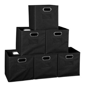 niche set of 6 cubo foldable fabric bins- black