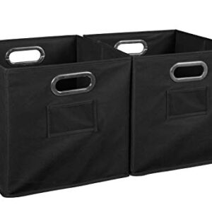 Set of 2 Cubo Foldable Fabric Bins- Black