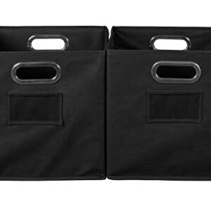 Set of 2 Cubo Foldable Fabric Bins- Black