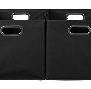 Set of 2 Cubo Foldable Fabric Bins- Black