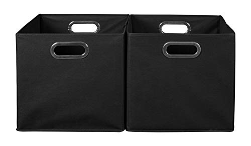 Set of 2 Cubo Foldable Fabric Bins- Black