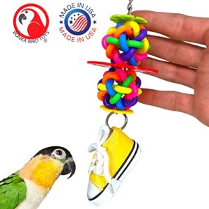 Bonka Bird Toys 1977 Sneaker Snowflake Bird Toy Durable Chew Treat Foraging Ball Parrot, Parrotlet, Quaker, Cockatiel, African Grey, and Similar pet Birds.