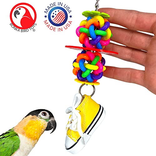 Bonka Bird Toys 1977 Sneaker Snowflake Bird Toy Durable Chew Treat Foraging Ball Parrot, Parrotlet, Quaker, Cockatiel, African Grey, and Similar pet Birds.