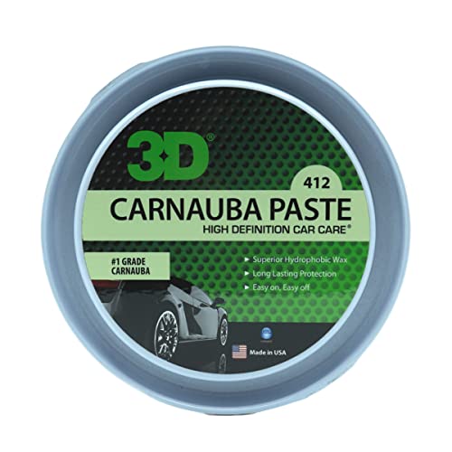 3D Carnauba Paste Wax - Deep Gloss Shine Car Wax - Hydrophobic Properties - Heavy Concentration for Longer Lasting Shine - Easy Application 11oz