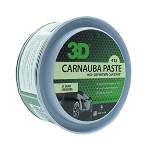 3D Carnauba Paste Wax - Deep Gloss Shine Car Wax - Hydrophobic Properties - Heavy Concentration for Longer Lasting Shine - Easy Application 11oz