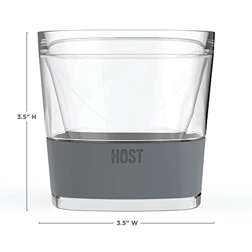 Host Freeze Cooling cups set of 2, Old Fashioned Glass with Silicone band for Bourbon, Scotch, and Whiskey, Whisky Gifts for Men, Grey