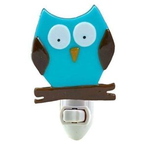 Fused Glass Owl Night Light (Turquoise)