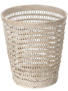 kouboo la jolla rattan mesh round waste basket, white wash (1030060)