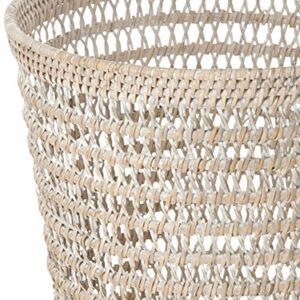 Kouboo La Jolla Rattan Mesh Round Waste Basket, White Wash (1030060)