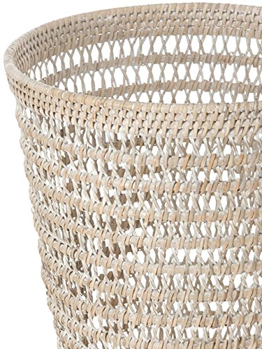 Kouboo La Jolla Rattan Mesh Round Waste Basket, White Wash (1030060)