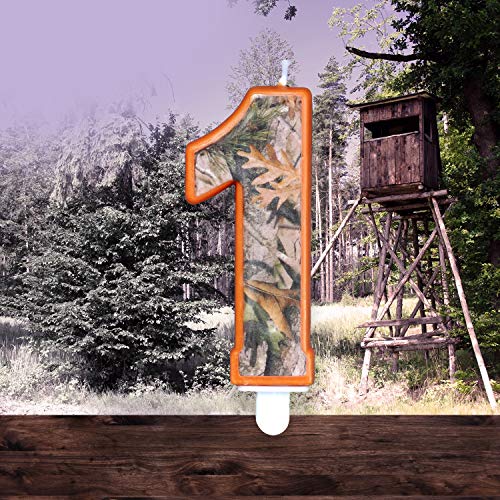 Havercamp Next Camo Party Birthday Number 1" Candle | 1 Count | Great for Hunter Themed Party, Camouflage Motif, Birthday Event, Graduation Party, Father's Day Celebration, Wedding Anniversary