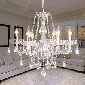 Classic Vintage Crystal Candle Chandeliers Lighting, 6 Lights Pendant Ceiling Fixture Lamp, Luxury Chandelier for Living Room Dining Room Bedroom Elegant Decoration D23.6 X L47.2 of CRYSTOP