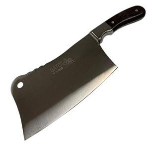 sato forged heavy-duty meat cleaver chopping butcher knife (bone chopper), 8" 1.6 lbs