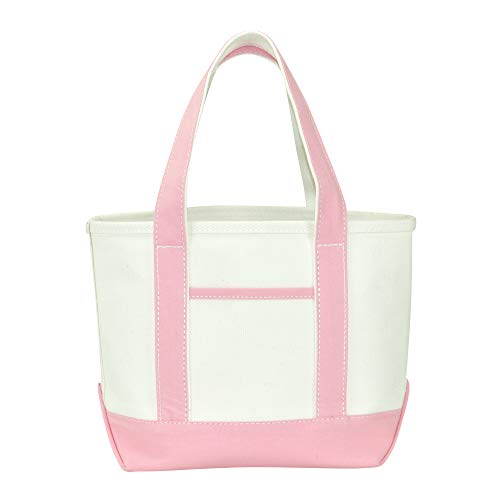 DALIX 14" Mini Small Cotton Canvas Party Favor Wedding Gift Tote Bag in Pink