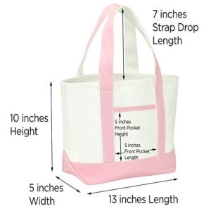 DALIX 14" Mini Small Cotton Canvas Party Favor Wedding Gift Tote Bag in Pink