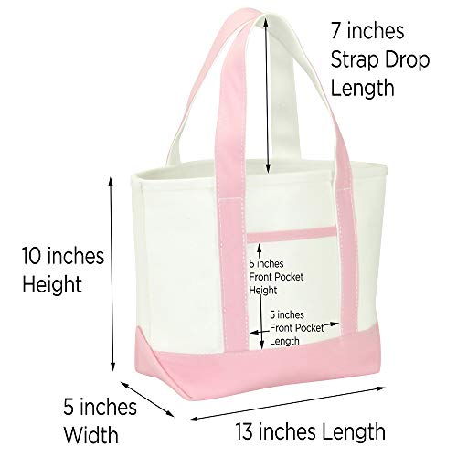 DALIX 14" Mini Small Cotton Canvas Party Favor Wedding Gift Tote Bag in Pink