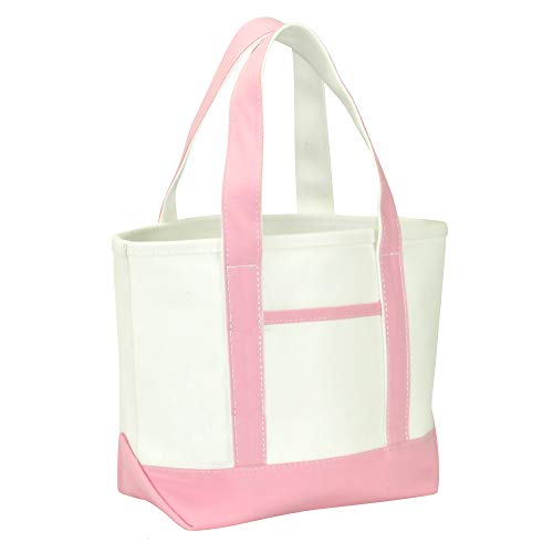 DALIX 14" Mini Small Cotton Canvas Party Favor Wedding Gift Tote Bag in Pink