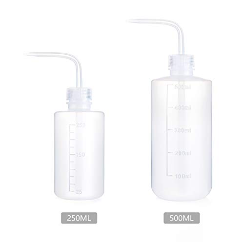 Mkono 2 Pack Watering Can, 250ML and 500ML Succulent Watering Bottle Plant Flower Squeeze Bottle Plastic Bend Mouth Safety Wash Bottle, Small and Medium, White