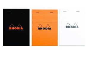 pack of 3 rhodia top staplebound no. 13 graph notepad (4 x 6) orange, black and white