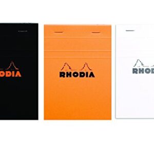 Pack of 3 Rhodia Top Staplebound No. 13 Graph Notepad (4 X 6) Orange, Black and White