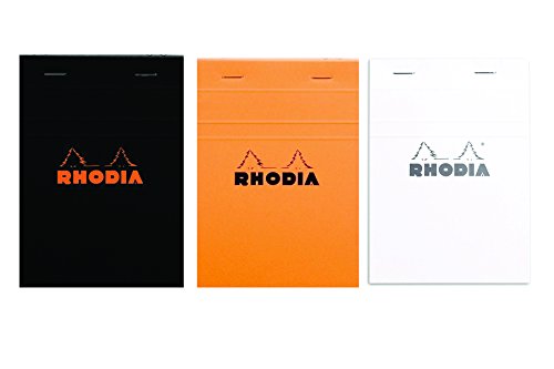 Pack of 3 Rhodia Top Staplebound No. 13 Graph Notepad (4 X 6) Orange, Black and White