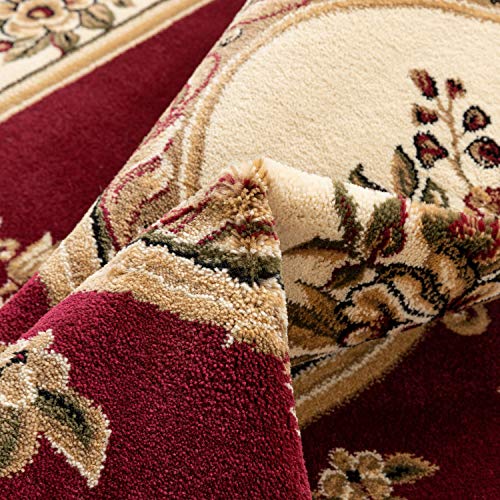 Well Woven Pastoral Medallion Red French (2'3" x 3'11") Area Rug European Floral Formal Traditional Area Rug Easy Clean Stain Fade Resistant Modern Classic Contemporary Thick Soft Plush Doormat