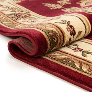 Well Woven Pastoral Medallion Red French (2'3" x 3'11") Area Rug European Floral Formal Traditional Area Rug Easy Clean Stain Fade Resistant Modern Classic Contemporary Thick Soft Plush Doormat