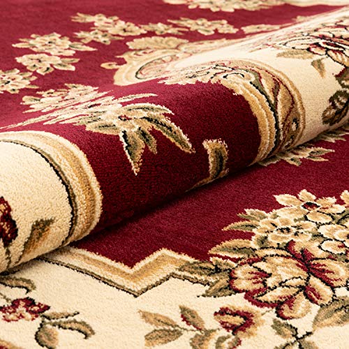 Well Woven Pastoral Medallion Red French (2'3" x 3'11") Area Rug European Floral Formal Traditional Area Rug Easy Clean Stain Fade Resistant Modern Classic Contemporary Thick Soft Plush Doormat