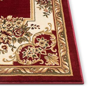 Well Woven Pastoral Medallion Red French (2'3" x 3'11") Area Rug European Floral Formal Traditional Area Rug Easy Clean Stain Fade Resistant Modern Classic Contemporary Thick Soft Plush Doormat