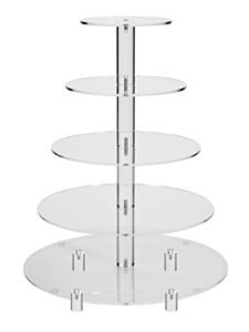 jusalpha 5 tier round acrylic cupcake stand-cake stand-dessert stand, cupcake tower 5rfs (5 tier with base)