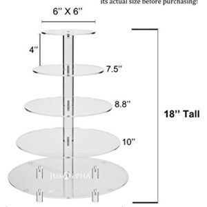 Jusalpha 5 Tier Round Acrylic Cupcake Stand-Cake Stand-Dessert Stand, Cupcake Tower 5RFs (5 Tier with Base)