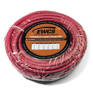 EWCS 4 Gauge Premium Extra Flexible Welding Cable 600 Volt - Red - 20 Feet - Made in the USA