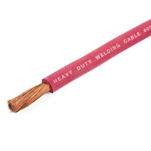 EWCS 4 Gauge Premium Extra Flexible Welding Cable 600 Volt - Red - 20 Feet - Made in the USA