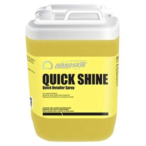nanoskin quick shine quick detail spray 5 gallons - waterless detailer spray for car detailing | deep gloss car wax booster & clay lubricant | removes dust, smudges, fingerprints & other contaminants