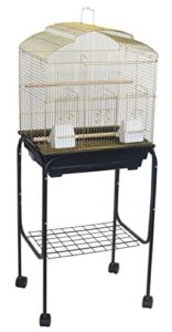 yml 3/8" bar spacing shall top small bird cage with black stand, 18" x 14", brass