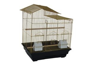 yml 3/8" bar spacing villa top small bird cage, 18" x 14", brass