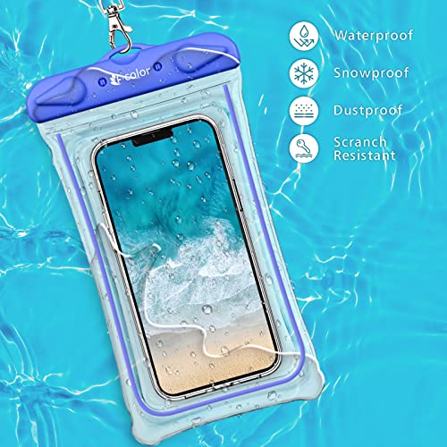 F-color Waterproof Phone Pouch - Waterproof Phone Case - Phone Water Protector Pouch for iPhone 14 13 12 Pro Samsung Galaxy up to 7.2", IPX8 Dry Bag for Underwater,Beach,Surfing,Snorkeling,Boating