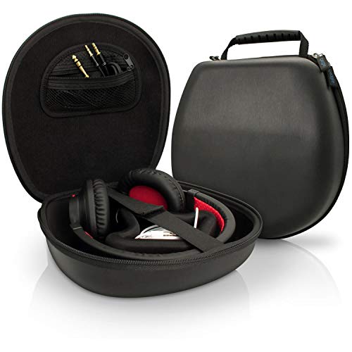 iGadgitz U3804 - EVA Hard Case Cover Suitable for Fixed (Non-Folding) Headphones - Black